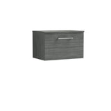 Modern Splash 600mm Anthracite Woodgrain 1 Drawer Wall Hung Anthracite Woodgrain Vanity Unit With Co-ordinating Worktop
