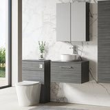 Modern Splash 600mm Anthracite Woodgrain 1 Drawer Wall Hung Anthracite Woodgrain Vanity Unit With Co-ordinating Worktop