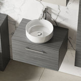 Modern Splash 600mm Anthracite Woodgrain 1 Drawer Wall Hung Anthracite Woodgrain Vanity Unit With Co-ordinating Worktop