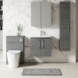 Modern Splash 600mm Anthracite Woodgrain 2 Door Wall Hung Vanity Unit With Curved Basin
