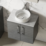 Modern Splash 600mm Anthracite Woodgrain  2 Door Wall Hung Vanity Unit With Bellato Grey Worktop