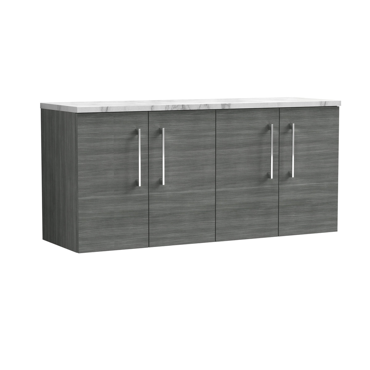 Modern Splash 1200mm Anthracite Woodgrain 2 Door Wall Hung Vanity With Carrara Laminate Worktop