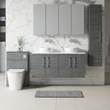 Modern Splash 1200mm Anthracite Woodgrain 2 Door Wall Hung Vanity With Carrara Laminate Worktop
