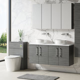 Modern Splash 1200mm Anthracite Woodgrain 2 Door Wall Hung Vanity With Carrara Laminate Worktop