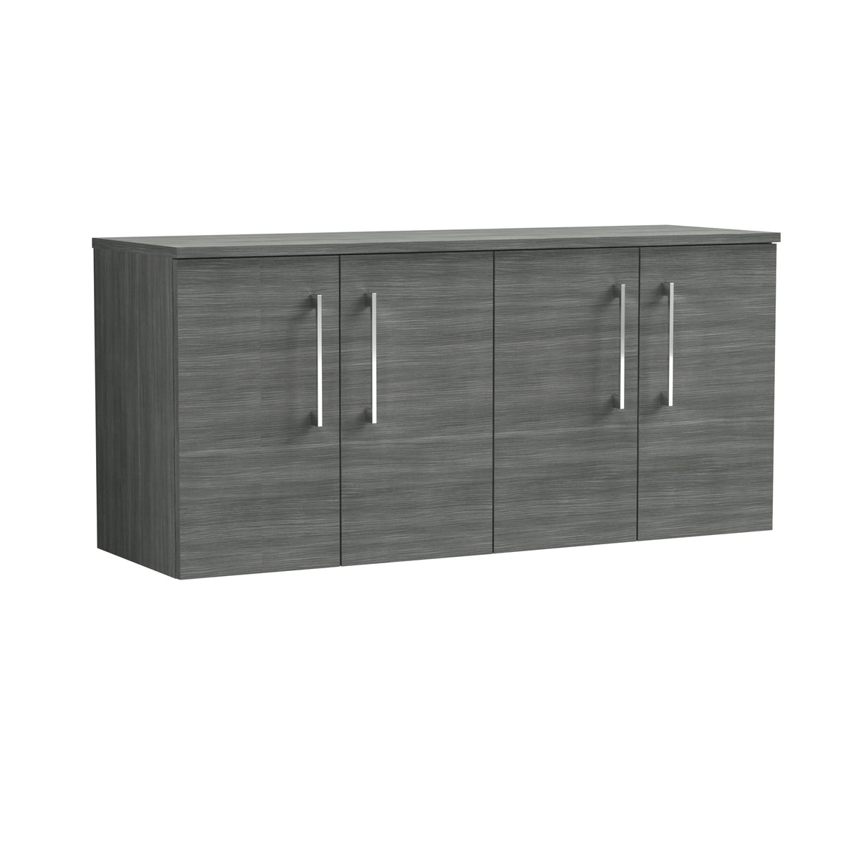 Modern Splash 1200mm Anthracite Woodgrain  2 Door Wall Hung Vanity Unit With Co-ordinating Worktop