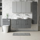 Modern Splash 1200mm Anthracite Woodgrain  2 Door Wall Hung Vanity Unit With Co-ordinating Worktop