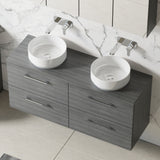 Modern Splash 1200mm Anthracite Woodgrain  2 Door Wall Hung Vanity Unit With Co-ordinating Worktop