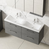 Modern Splash 1200mm Anthracite Woodgrain 4 Drawer Wall Hung Vanity Unit With 2 Tap Hole Ceramic Basin