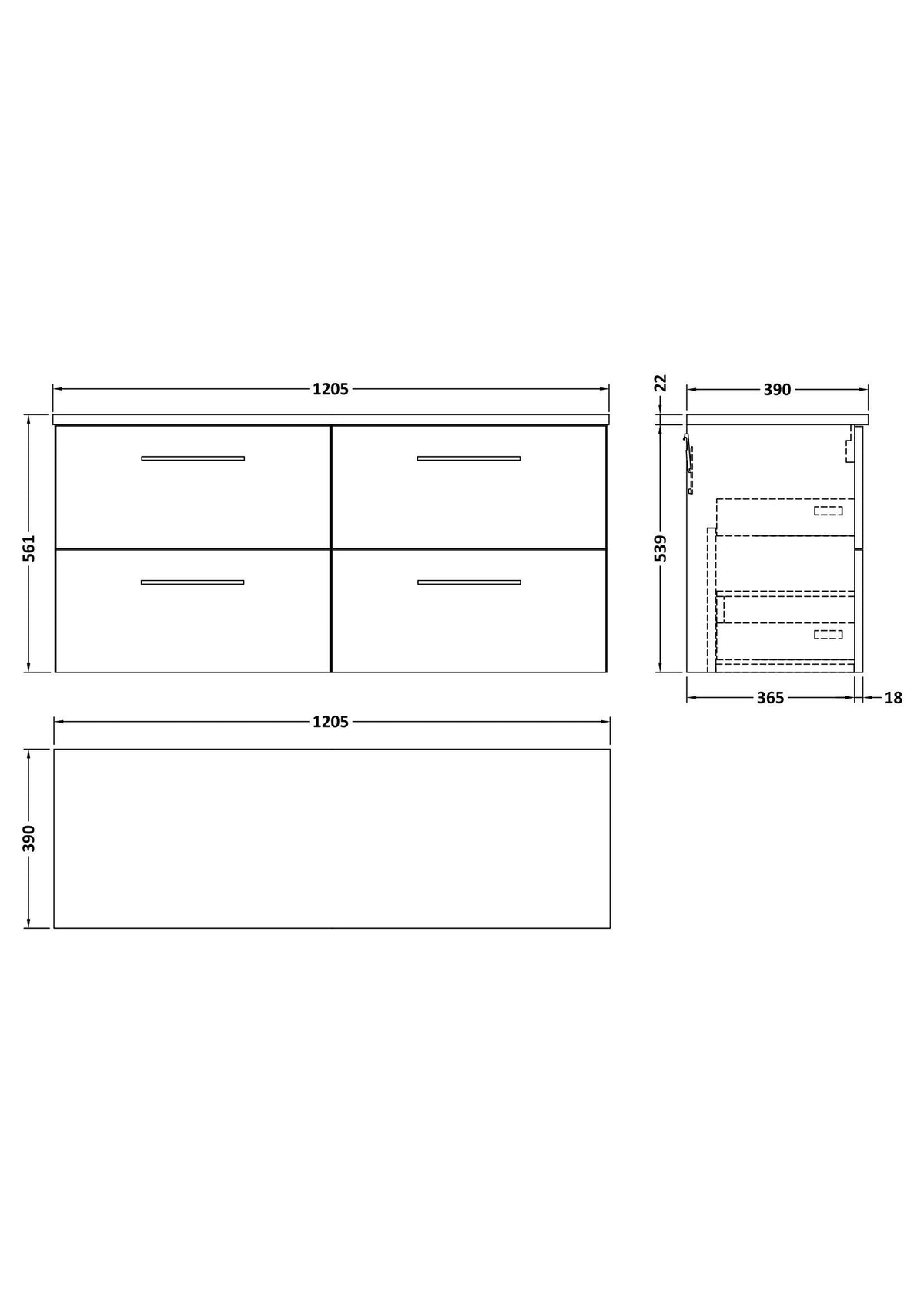 Modern Splash 1200mm Anthracite Woodgrain 4 Drawer Wall Hung Anthracite Woodgrain Vanity Unit With Bellato Grey Worktop