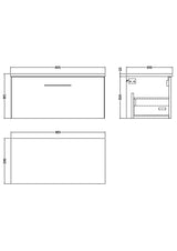 Modern Splash 800mm Anthracite Woodgrain Wall Hung Anthracite Woodgrain 1 Drawer Vanity Unit With Bellato Grey Worktop