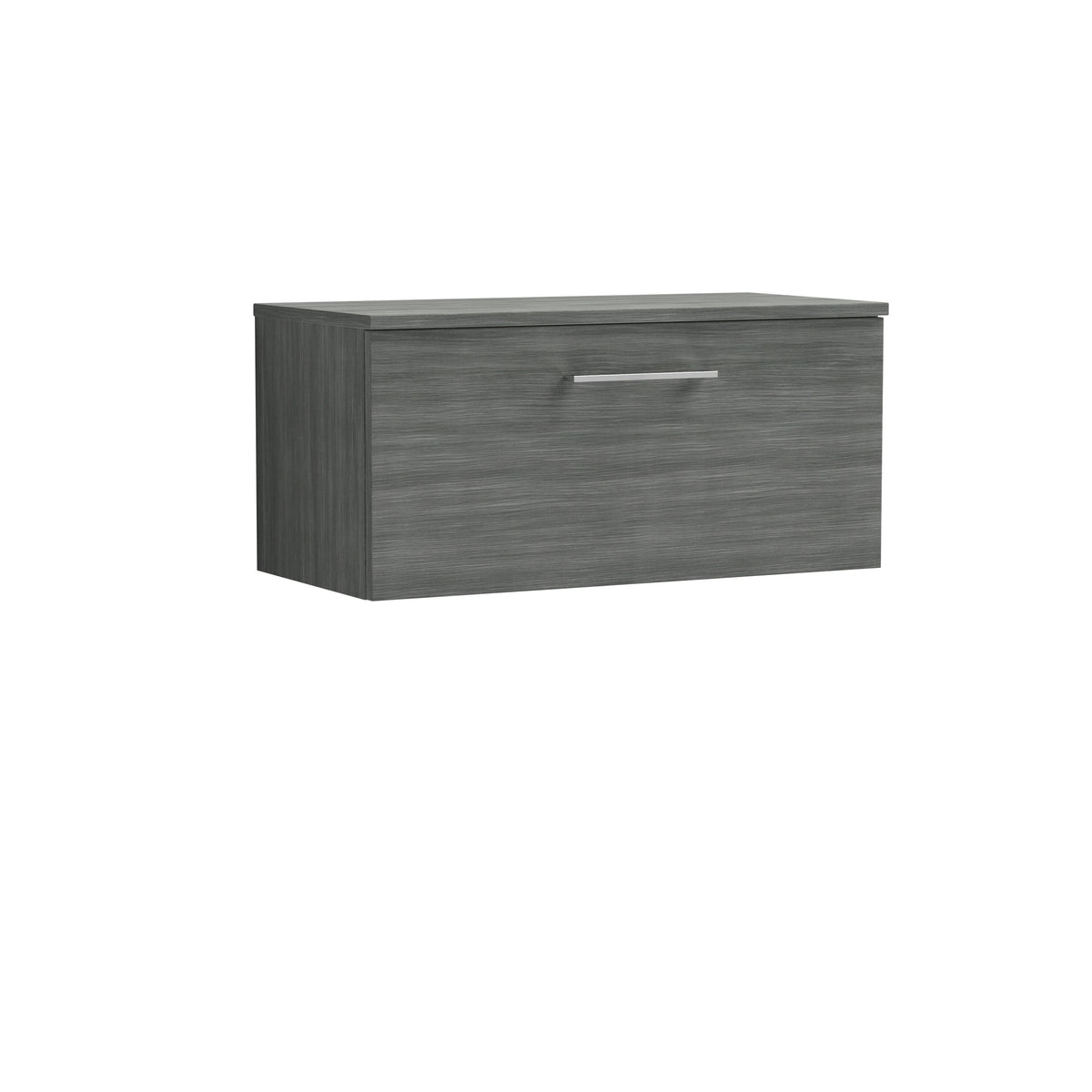 Modern Splash 805mm Anthracite Woodgrain 1 Drawer Wall Hung Vanity Unit With Co-ordinating Worktop