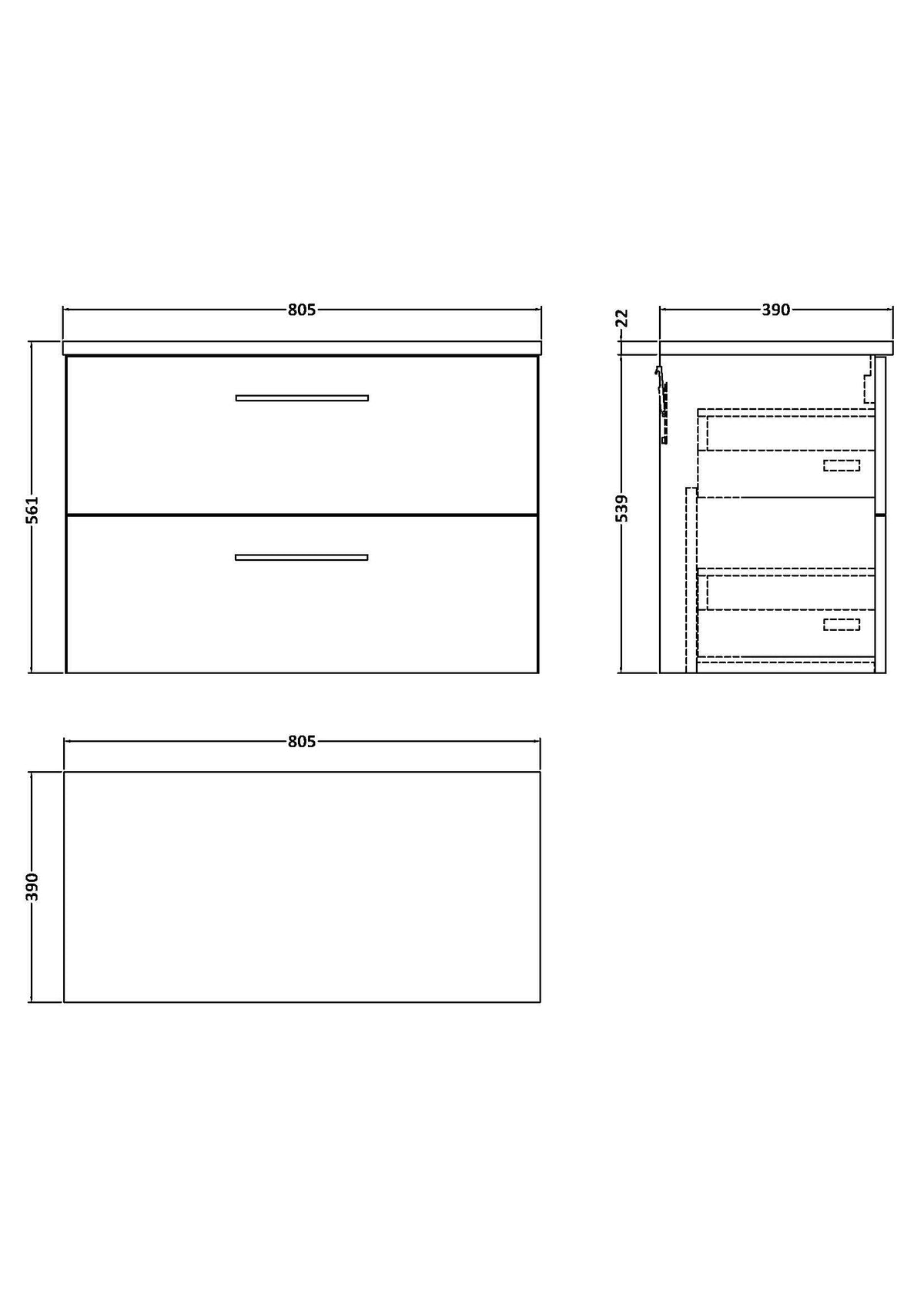 Modern Splash 800mm Anthracite Woodgrain Wall Hung Anthracite Woodgrain 2 Drawer Vanity Unit With Carrara Laminate Worktop