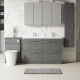 Modern Splash 1200mm Anthracite Woodgrain 4 Drawer Floor Standing Vanity Unit With 2 Tap Hole Polymarble basin