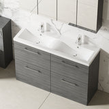 Modern Splash 1200mm Anthracite Woodgrain 4 Drawer Floor Standing Vanity Unit With 2 Tap Hole Ceramic Basin