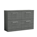 Modern Splash 1200mm Anthracite Woodgrain 4 Drawer Floor Standing Vanity Unit With Co-ordinating Worktop