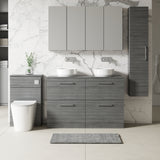 Modern Splash 1200mm Anthracite Woodgrain 4 Drawer Floor Standing Vanity Unit With Co-ordinating Worktop