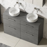 Modern Splash 1200mm Anthracite Woodgrain 4 Drawer Floor Standing Vanity Unit With Co-ordinating Worktop