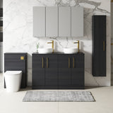 Modern Splash 1200mm Charcoal Black 2 Door Floor Standing Vanity Unit With Co-ordinating Worktop