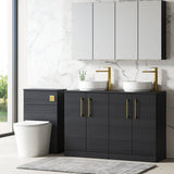 Modern Splash 1200mm Charcoal Black 2 Door Floor Standing Vanity Unit With Co-ordinating Worktop