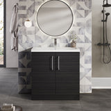Modern Splash 800mm Charcoal Black 2 Door Floor Standing Vanity Unit With Mid-Edge Basin