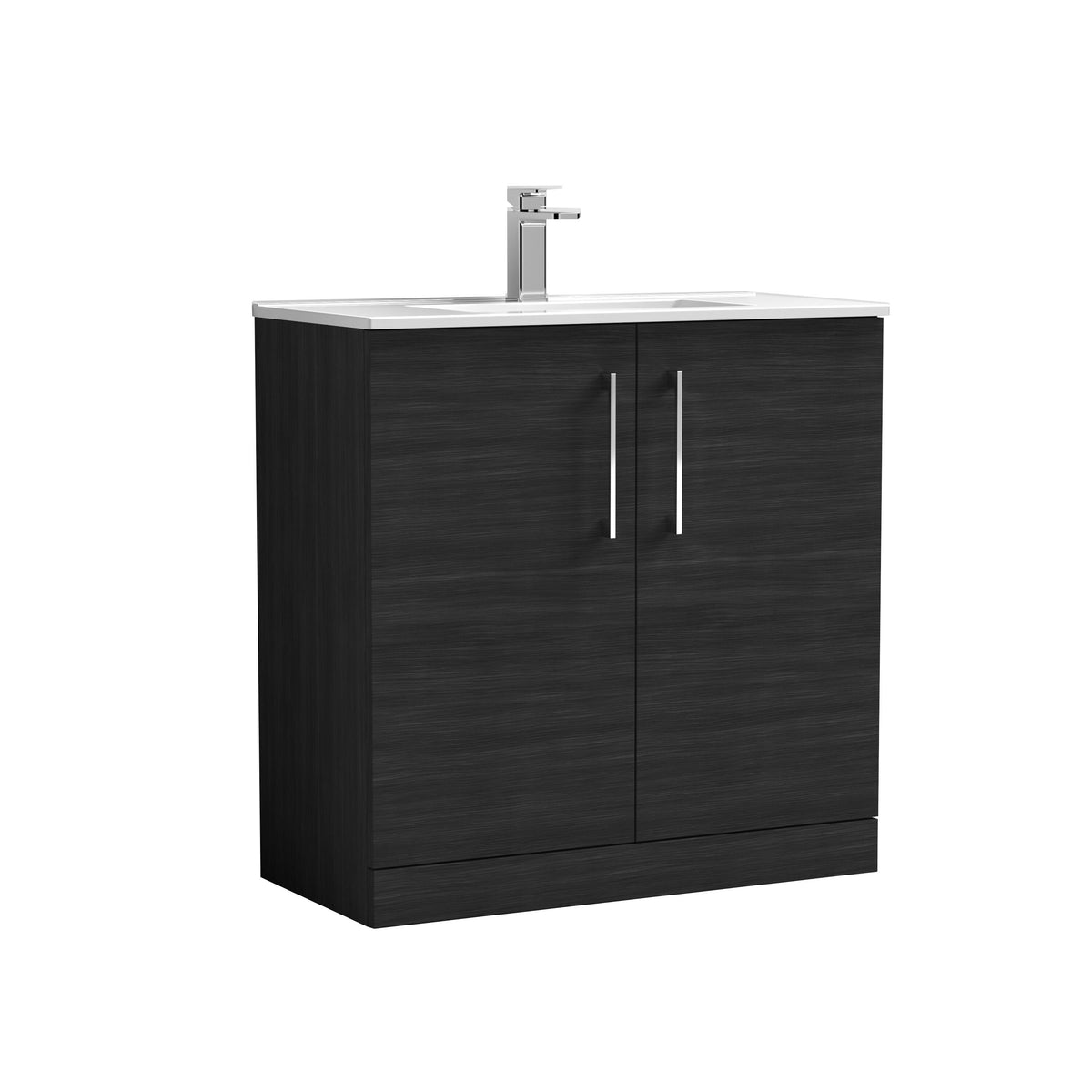 Modern Splash 800mm Charcoal Black 2 Door Floor Standing Vanity Unit With Minimalist Basin