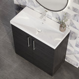 Modern Splash 800mm Charcoal Black 2 Door Floor Standing Vanity Unit With Thin Edge Basin