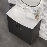 Modern Splash 800mm Charcoal Black 2 Door Floor Standing Vanity Unit With Curved Basin
