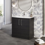Modern Splash 800mm Charcoal Black 2 Door Floor Standing Vanity Unit With Curved Basin