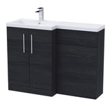 Modern Splash 1100mm Charcoal Black 2 Door Floor Standing Left-Hand Combination Unit With Polymarble Basin