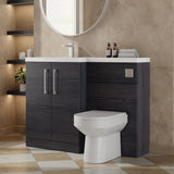 Modern Splash 1100mm Charcoal Black 2 Door Floor Standing Left-Hand Combination Unit With Polymarble Basin