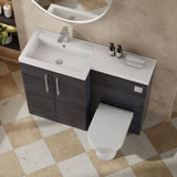 Modern Splash 1100mm Charcoal Black 2 Door Floor Standing Left-Hand Combination Unit With Polymarble Basin