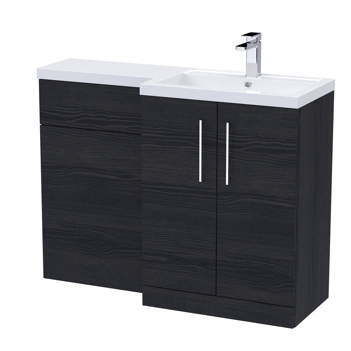 Modern Splash 1100mm Charcoal Black 2 Door Floor Standing Right-Hand Combination Unit With Polymarble Basin