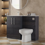 Modern Splash 1100mm Charcoal Black 2 Door Floor Standing Left-Hand Combination Unit With Stone Basin