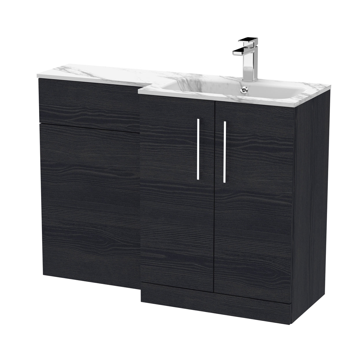 Modern Splash 1100mm Charcoal Black 2 Door Floor Standing Right-Hand Combination Unit With Stone Basin