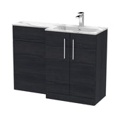 Modern Splash 1100mm Charcoal Black 2 Door Floor Standing Right-Hand Combination Unit With Stone Basin