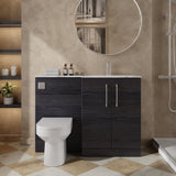 Modern Splash 1100mm Charcoal Black 2 Door Floor Standing Right-Hand Combination Unit With Stone Basin
