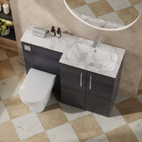 Modern Splash 1100mm Charcoal Black 2 Door Floor Standing Right-Hand Combination Unit With Stone Basin