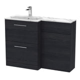 Modern Splash 1100mm Charcoal Black 2 Drawer Floor Standing Left-Hand Combination Unit With Stone Basin