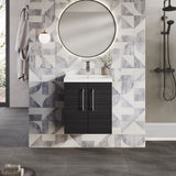 Modern Splash 500mm Charcoal Black 2 Door Wall Hung Vanity Unit With Mid-Edge Basin