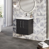 Modern Splash 500mm Charcoal Black 2 Door Wall Hung Vanity Unit With Mid-Edge Basin