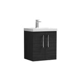 Modern Splash 500mm Charcoal Black 2 Door Wall Hung Vanity Unit With Thin Edge Basin