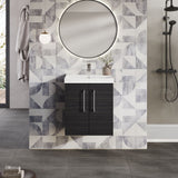 Modern Splash 500mm Charcoal Black 2 Door Wall Hung Vanity Unit With Thin Edge Basin