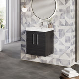 Modern Splash 500mm Charcoal Black 2 Door Wall Hung Vanity Unit With Thin Edge Basin