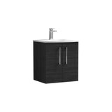 Modern Splash 500mm Charcoal Black 2 Door Wall Hung Vanity Unit With Curved Basin