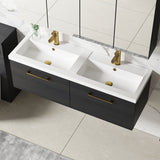Modern Splash 1200mm Charcoal Black 2 Drawer Wall Hung Vanity Unit With 2 Tap Hole Polymarble basin