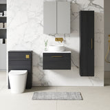 Modern Splash 600mm Charcoal Black 1 Drawer Wall Hung Vanity Unit With Carrara Laminate Worktop
