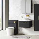 Modern Splash 600mm Charcoal Black 1 Drawer Wall Hung Vanity Unit With Carrara Laminate Worktop