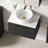 Modern Splash 600mm Charcoal Black 1 Drawer Wall Hung Vanity Unit With Carrara Laminate Worktop