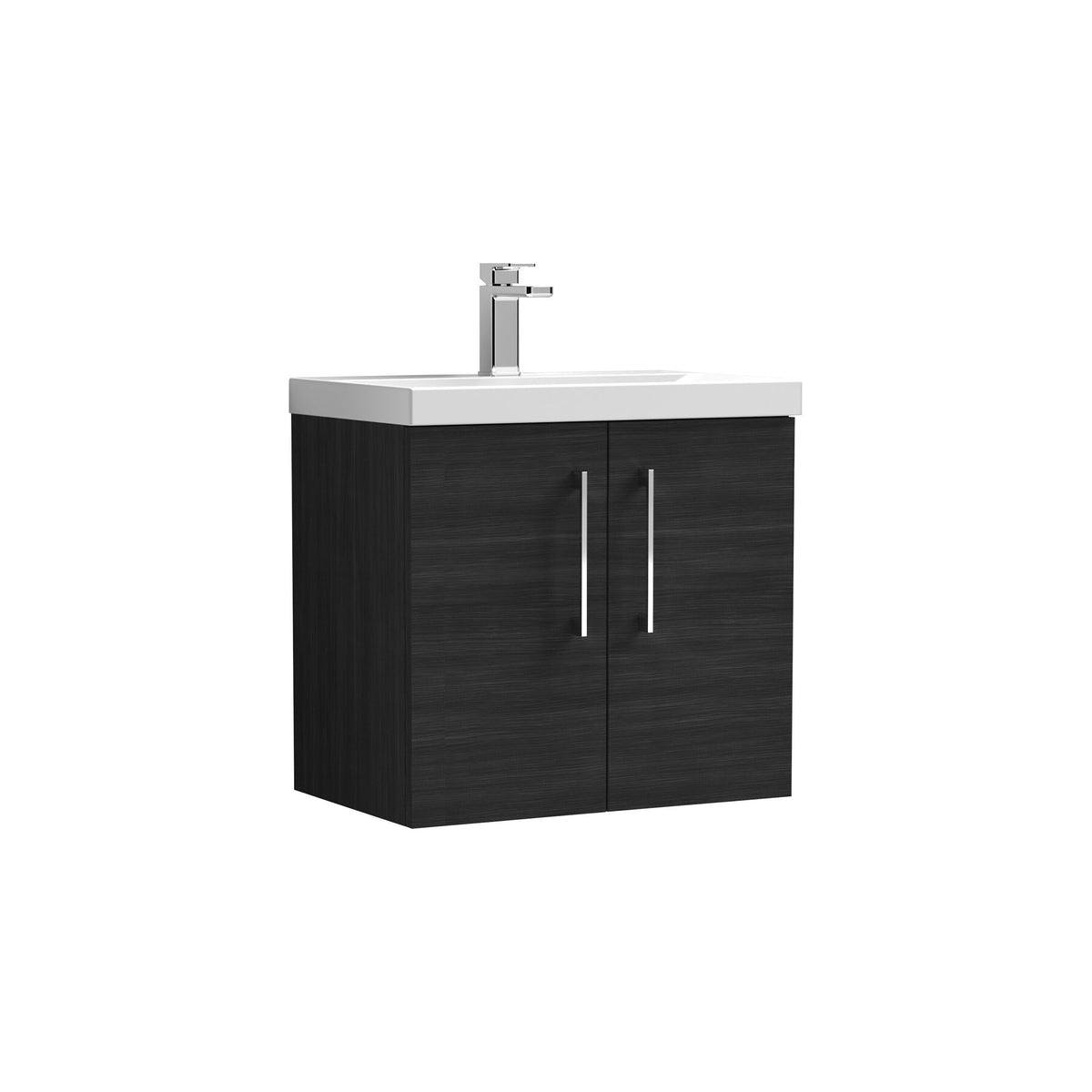 Modern Splash 600mm Charcoal Black 2 Door Wall Hung Vanity Unit With Mid-Edge Basin