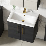 Modern Splash 600mm Charcoal Black 2 Door Wall Hung Vanity Unit With Mid-Edge Basin